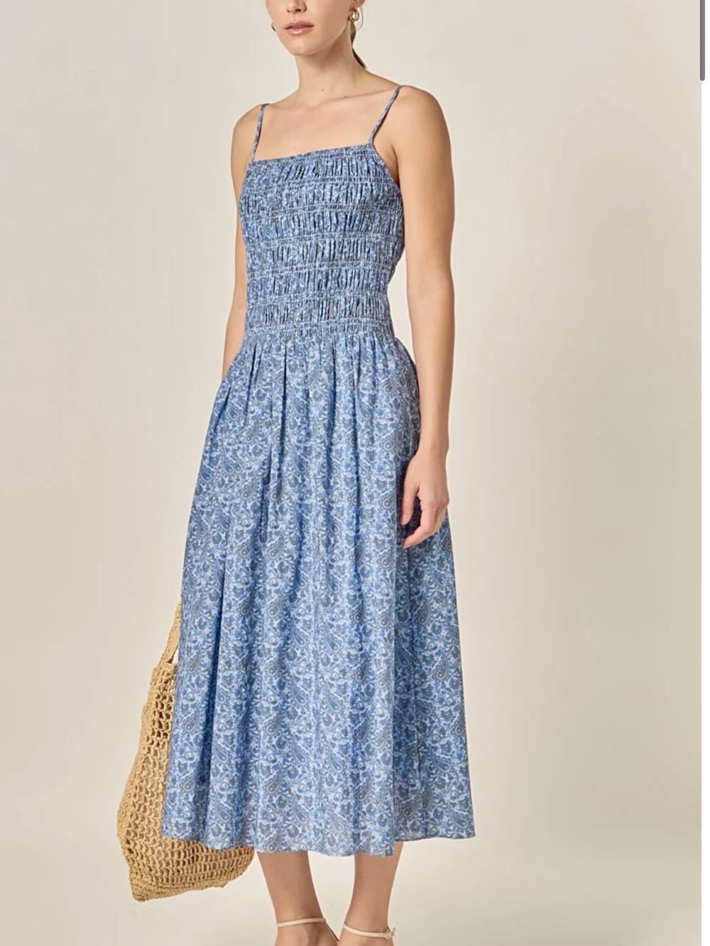 English Factory Blue Paisley Smocked Sundress